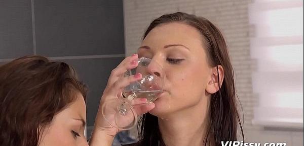  Vipissy - Piss drinking and lesbian pissing for brunette babes